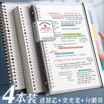 活頁筆記本 B5活頁本可拆卸A4筆記本子超厚網格本康奈爾可拆替芯活頁紙扣環外殼夾簡約本子大學生A5考研線圈本活頁筆記本【MJ17010】