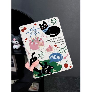 黑貓蛋糕適用于ipad保護套ipad9平板殼2022蘋果air5/4/3新款第九代筆槽10.2硅膠pro11全包mini6防摔迷你5三折