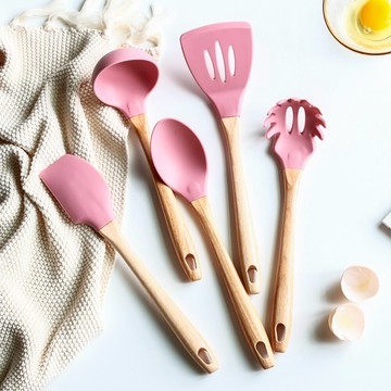 硅膠不粘鍋鏟專用耐高溫炒菜鏟子湯勺漏勺撈面勺家用烘焙廚具套裝