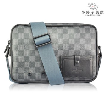 Louis Vuitton N40188 Alpha 塗層棋盤格帆布拉鍊斜背信差包(黑灰) 小婷
