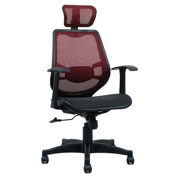 台灣製造頭枕 AH-02 144~126 x 64 x 48cm 網布透氣人體工學辦公椅  紅色