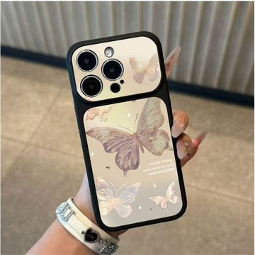 金色蝴蝶適用蘋果18Promax二合一手機殼iphone17大視窗16歐美風15