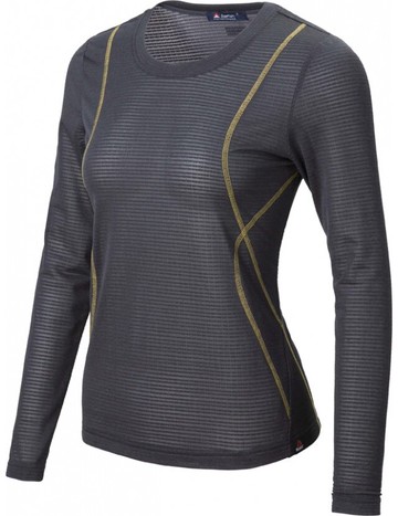 ├登山樂┤ 台灣EasyMain衣力美 女高效能快乾保暖T恤-火山黑 # TE18078-0900