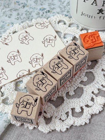 手作橡皮印章 狗狗筆記本與鉛筆