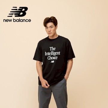 【New Balance】標語文字短袖上衣_男性_黑色_MT51915BK