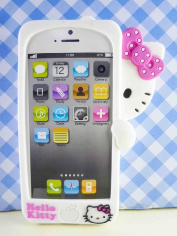 【震撼精品百貨】Hello Kitty 凱蒂貓~HELLO KITTY iPhone5手機造型矽膠殼-偷看(白)