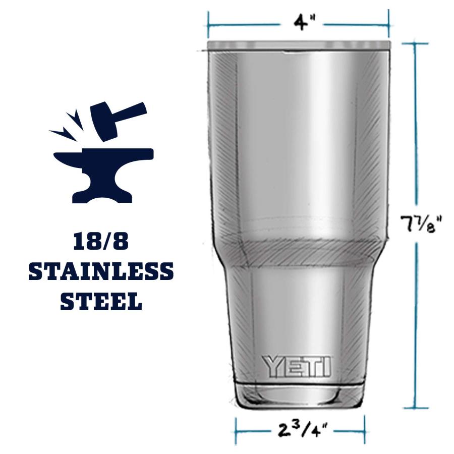 YETI Rambler 30オンス タンブラー マグスライダー蓋付き 真空断熱 ステンレス製、アクアファーブルー