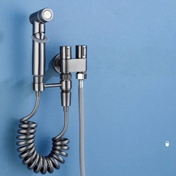 韻潔雅 灰色潔廁淨身器噴霧器套裝水龍頭三通伴侶家用高壓一進二出增壓洗衣機