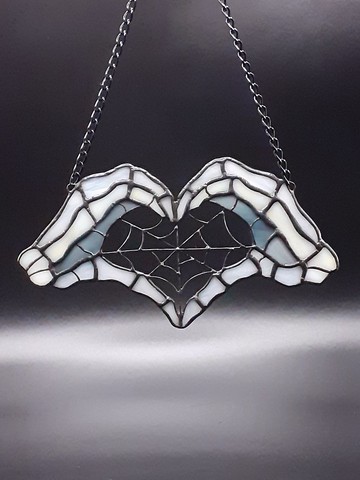 彩色玻璃骷髏手捕夢網心型蜘蛛網裝飾品陽光捕手