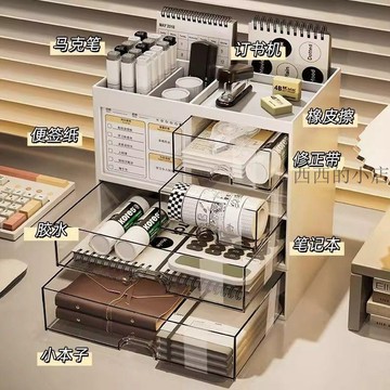 🌟臺灣出貨🌟桌面收納盒學生抽屜式透明多功能筆筒置物架ins辦公室文具書桌 書桌收納架 桌上置物架 桌面置物架