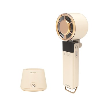 LaPO 沁冷多功能三用風扇-含桌上型充電座 奶茶色 LF03-MT＋FS-01-MT_廠商直送