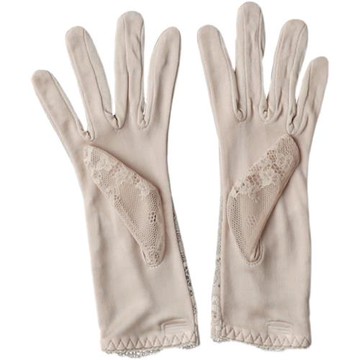 桑蠶絲蕾絲手套透氣開車防曬禮儀真絲分指可觸屏保濕睡眠手套女