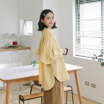 【Dailo】背後荷葉層次寬鬆襯衫(藍 灰 黃)