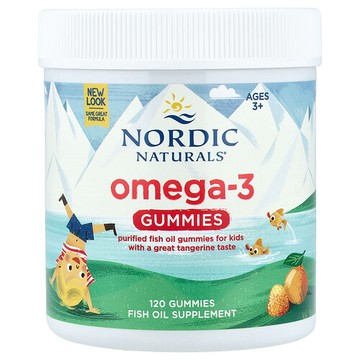Nordic Naturals, Omega-3 軟糖，3 歲以上，橘子味，120 粒