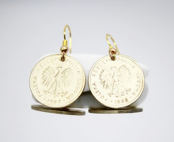 硬幣圈耳環 硬幣吊式耳環 迷你硬幣耳環 小硬幣耳環