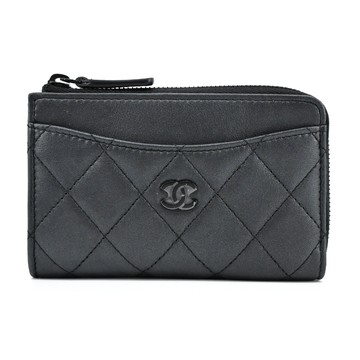 CHANEL 經典雙C LOGO小羊皮卡片/零錢夾（黑色）_廠商直送