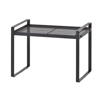 【H&R安室家】台製廚房可堆疊桌面置物架 收納架 加高款 KC75黑色