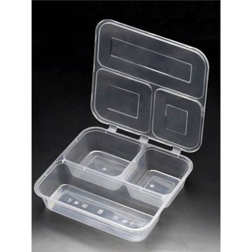 一次性餐盒四格三分隔打包盒外賣飯盒透明快餐食品級可微波爐加熱
