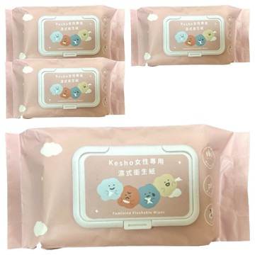 KeSHO 女性專用溼式衛生紙 粉色  1入  4包
