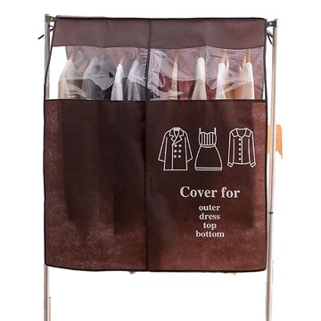 KUIBAO 快豹生活 掛衣物一體式立體防塵罩 棕色  111 x 91cm  1個  1個