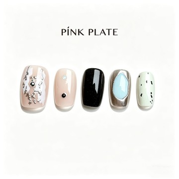 PINK PLATE光撩美甲片-混合元素短方-多款任選