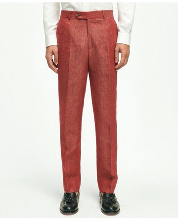 Brooks Brothers Men's Slim Fit Linen Trousers | Dark Pink | Size 35 32
