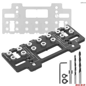 木工拉手打孔定位器 直孔開孔定位夾具 家用鋁合金打孔定位器 木工DIY開孔定位器             【黑色】
