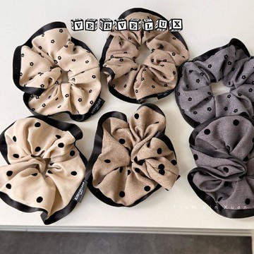 两件9.9折🔥臺灣出貨🔥可開發票✅韓系波點大腸髮圈女2026新款早秋扎發高馬尾發繩頭圈優雅時尚髮飾