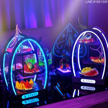 酒吧用品 派對用品 免運 開立發票 led發光果盤酒吧Ktv不銹鋼蛋型果盤雙層四格六格水果點心零食果盤 支持訂製 量大價優