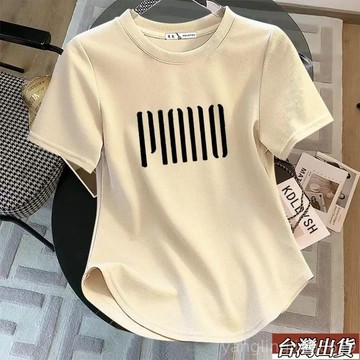 【爆款好價】夏季新款 弧形遮肚顯瘦短袖T恤 上衣 胖mm大碼女裝洋氣螺紋半袖體恤fuz