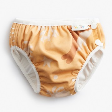 Vimse-彈性防漏游泳尿褲(粉黃鯨魚)