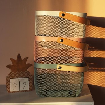 收纳篮 收納籃零食鐵藝小籃子置物筐玩具桌面雜物鐵框宜家用超大號收納筐