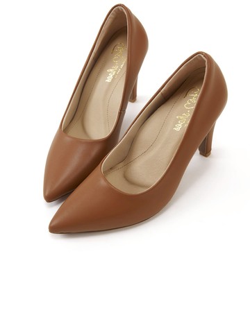 FM SHOES 素面尖頭細跟高跟鞋 棕