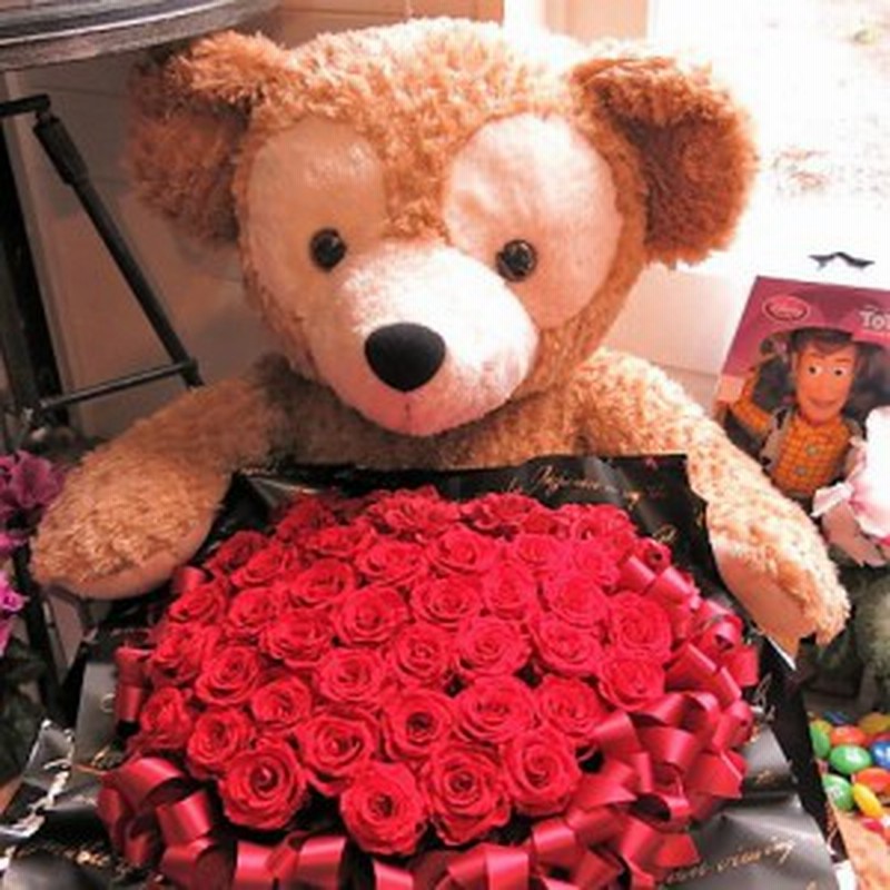 プロポーズ ダッフィー 特大 ぬいぐるみ 100ｃｍ 大きなダッフィーがお花を抱えた サプライズ プリザーブドフラワー入り プロポーズ 彼 通販 Lineポイント最大1 0 Get Lineショッピング