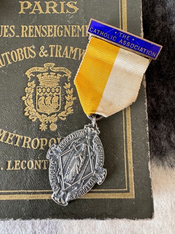 古董法國聖母信仰教堂十字架耶穌基督銀天主教垂墜別針B2028