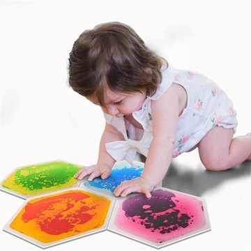 液體六邊形拼圖動態爬爬墊兒童感統訓練教室地墊拼接地板液體地板