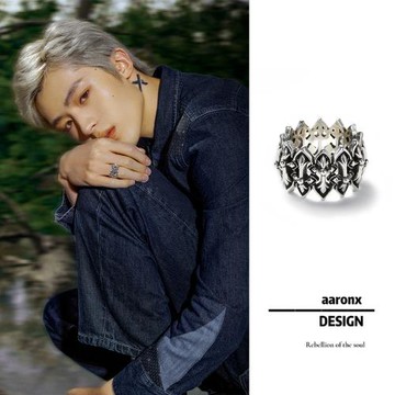 aaronx新品設計師推薦劉宇寧同款925銀做舊復古中世紀風銀飾戒指