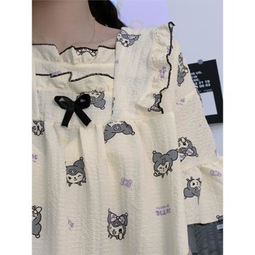 卡通短袖睡衣女套裝夏季薄款日系庫洛米甜美可愛公主風睡裙家居服