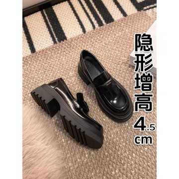 香港厚底樂福鞋女英倫風小皮鞋2025年春秋季一腳蹬真皮粗跟單鞋子