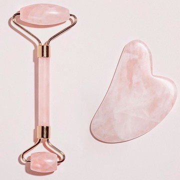 臉部按摩器滾輪粉晶天然玉石女手動玉推提拉緊致神器滾珠 99購物節