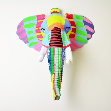 海廢動物_彩虹大象頭_壁飾 掛飾 擺飾_公平貿易