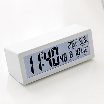 MOOAS 背光萬年曆桌鐘  白色