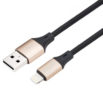 E-books XA9 For蘋果 USB-Lightning 鋁合金充電傳輸線  1m  金色  1條