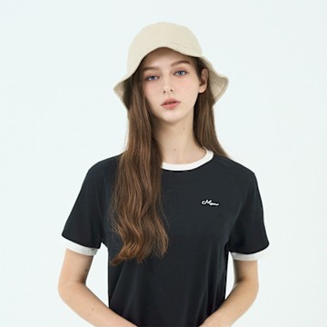 GIORDANO 女裝撞色圓領短袖上衣 - 09 黑色