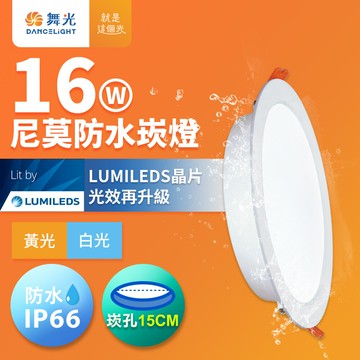 【DanceLight 舞光】16W LED崁燈 崁孔15cm 尼莫防水嵌燈 IP66防塵防水坎燈(白光/黃光)【APP滿額下單10%點數(單一帳號最高5000點)】1/31止