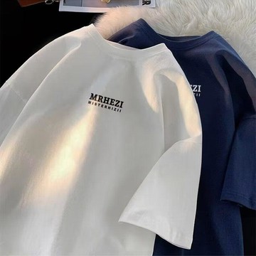 速幹t恤男2024夏季新款五分袖t恤男裝衣服百搭港風潮牌半袖男體恤