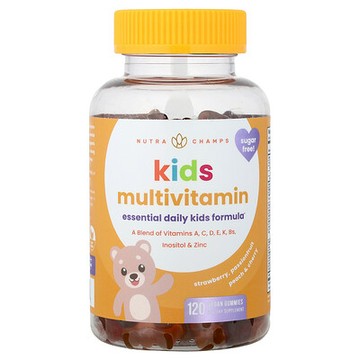 NutraChamps, 兒童多維生素，草莓、西番蓮、桃子和櫻桃味，120 全素食軟糖