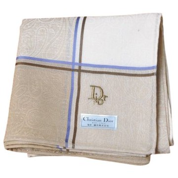 Christian DIOR 繽紛浮水印斜紋LOGO花束圖騰字母LOGO帕領巾(白底系/54CM)