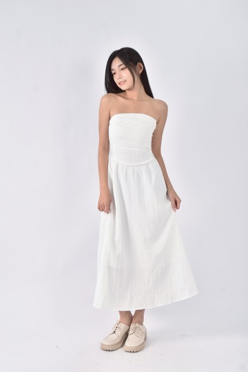 (XS（含）以下) renesans無袖寬襬白色洋裝