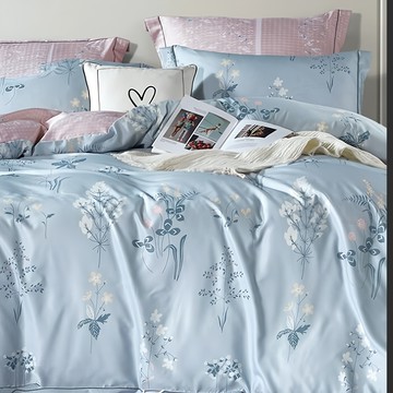 Prawear 巴麗維亞 石墨烯&天絲AB版雙人兩用被床包組  特大  妍笑藍  被子 + 床墊套 + 枕套組